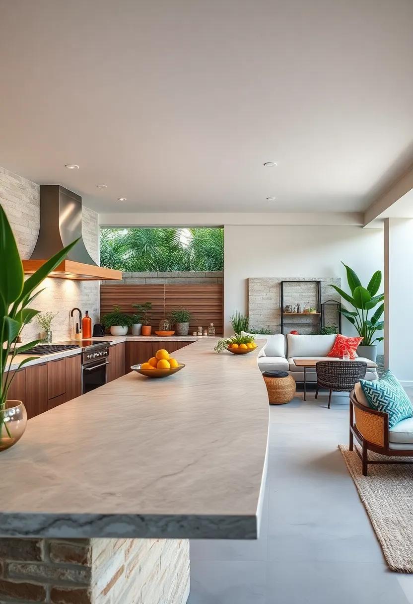 movable Islands: Incorporate rolling islands that can be positioned for your needs, offering flexibility in the outdoor arrangement