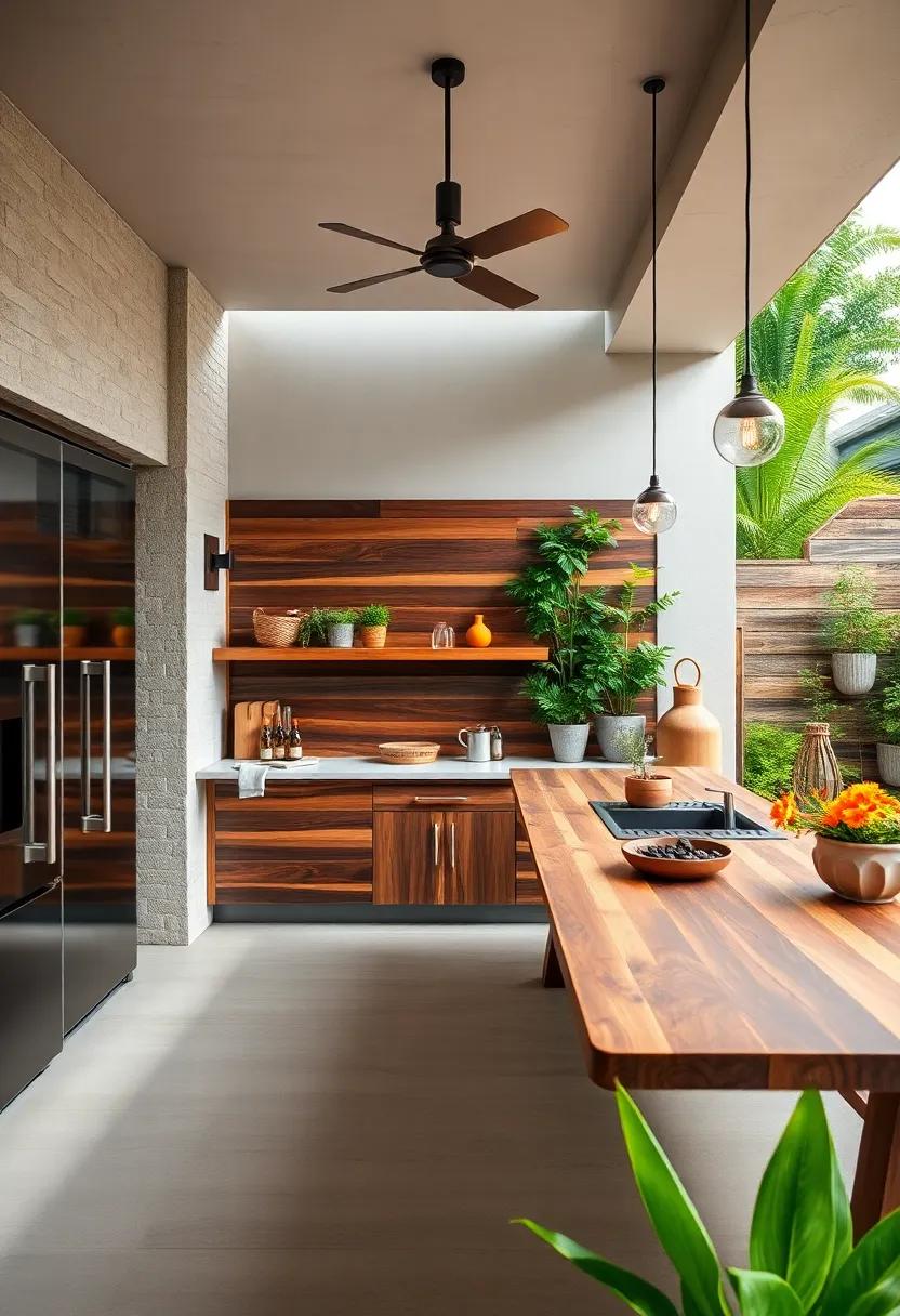 Reclaimed Wood Charm: Opt for reclaimed wood countertops for a warm, eco-friendly aesthetic that tells a story and adds character