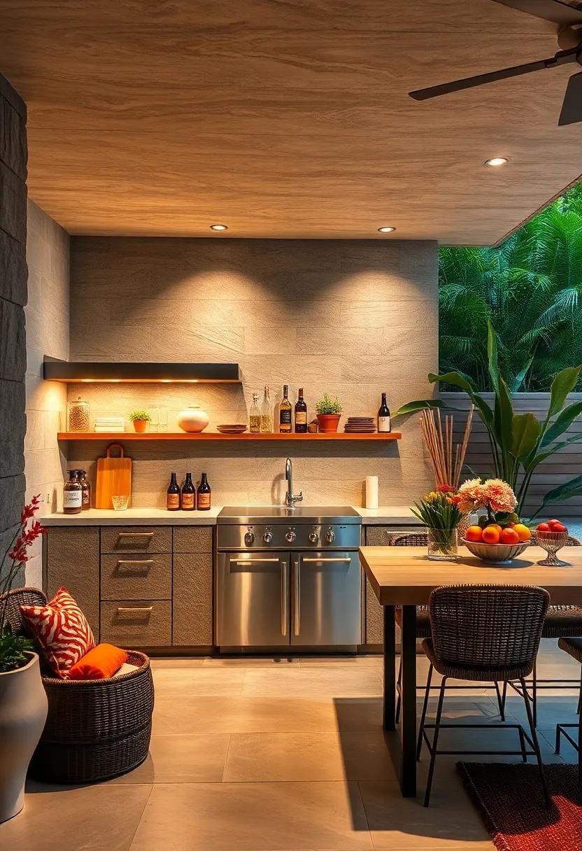 sleek Stainless Steel: Choose stainless steel for a modern look that's easy to clean and highly durable against outdoor elements