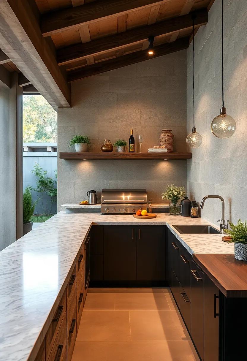 Unexpected Textures: Use textured surfaces to create visual interest and a tactile experience while working in your outdoor kitchen