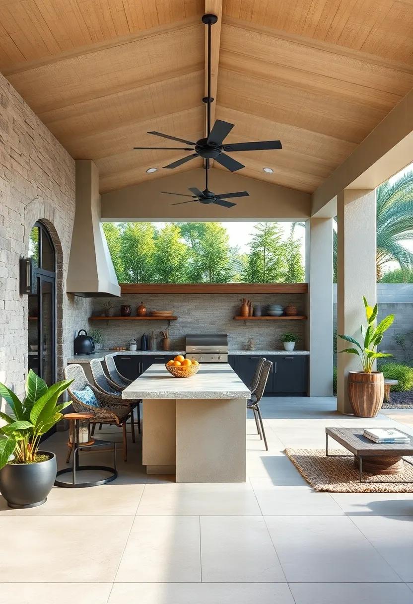 Food Prep Island: Extend your kitchen space with a large food prep island for cooking and entertaining while enjoying fresh air