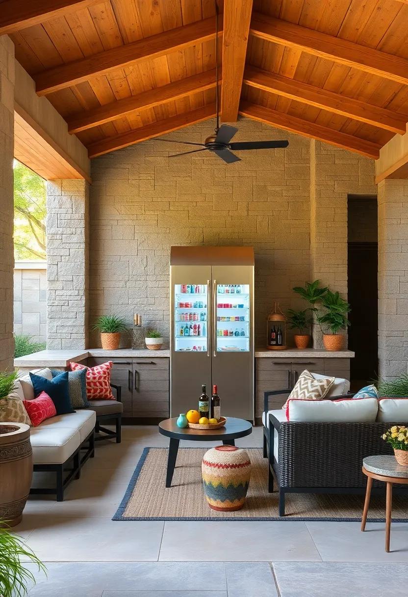 Outdoor Refrigerator: Enhance functionality with an outdoor refrigerator to keep drinks and ingredients close at hand