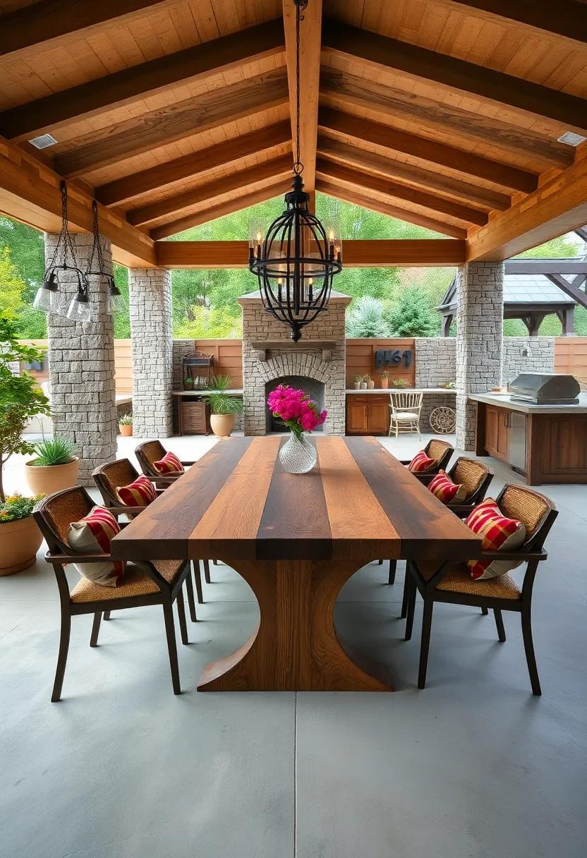 Rustic Dining Table: Invest in a large, sturdy dining table made of reclaimed wood to create an inviting space for family and friends