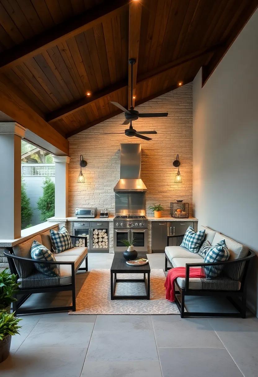 Stylish Built-in Seating: create functional seating by integrating built-in benches around your patio for space-saving efficiency