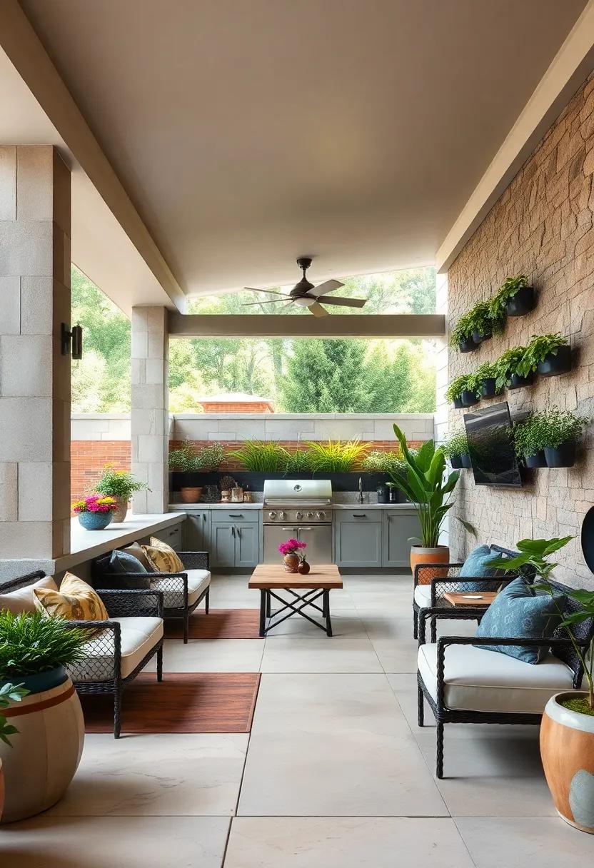 Vertical Garden: Maximize space and beauty by integrating planters and vertical gardens to bring life and fresh herbs to your cooking
