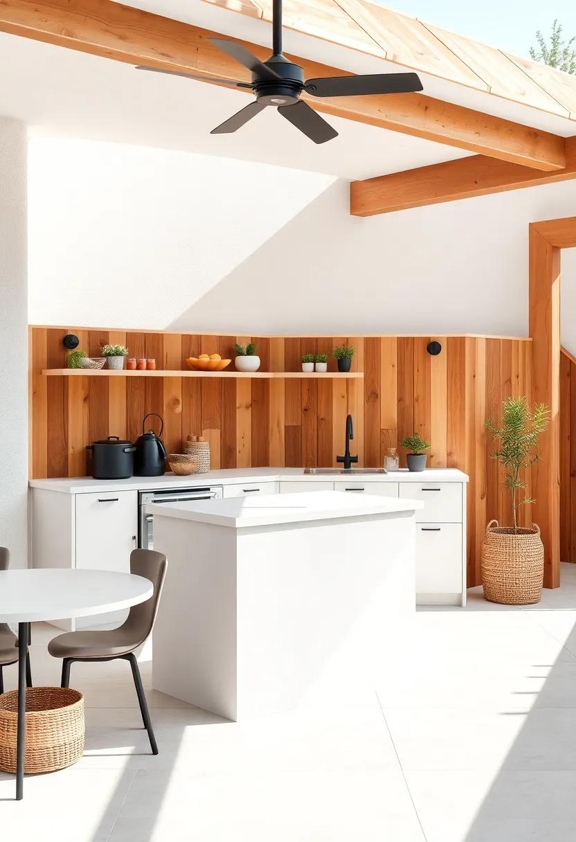 Culinary Corner: A compact outdoor kitchen with a practical island, ‍emphasizing functionality without ‍sacrificing style