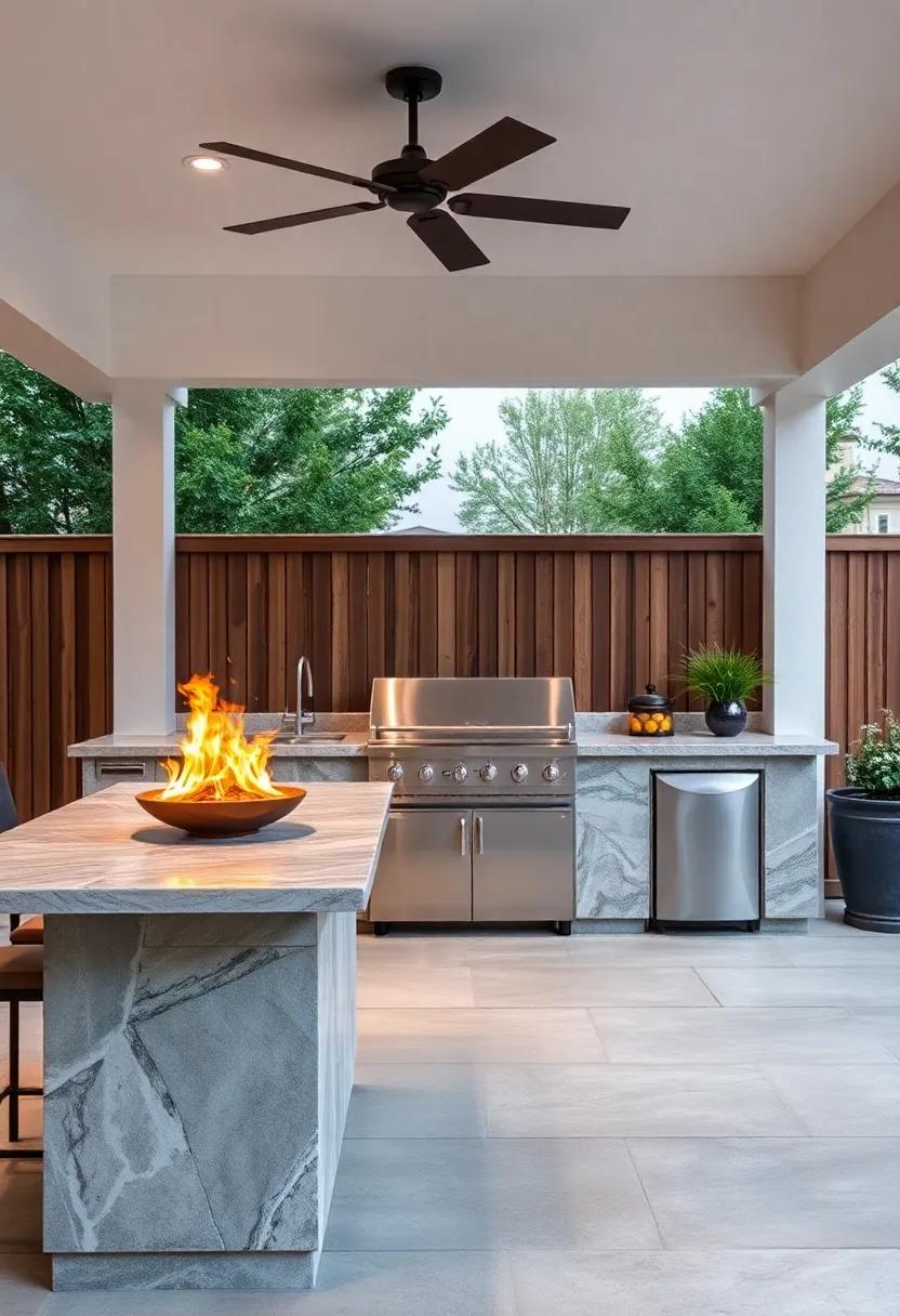 Fire⁣ and Ice: ⁤An outdoor‍ kitchen featuring a dual-purpose island‍ with a built-in grill and an ice⁤ maker for‍ the ultimate party‍ convenience