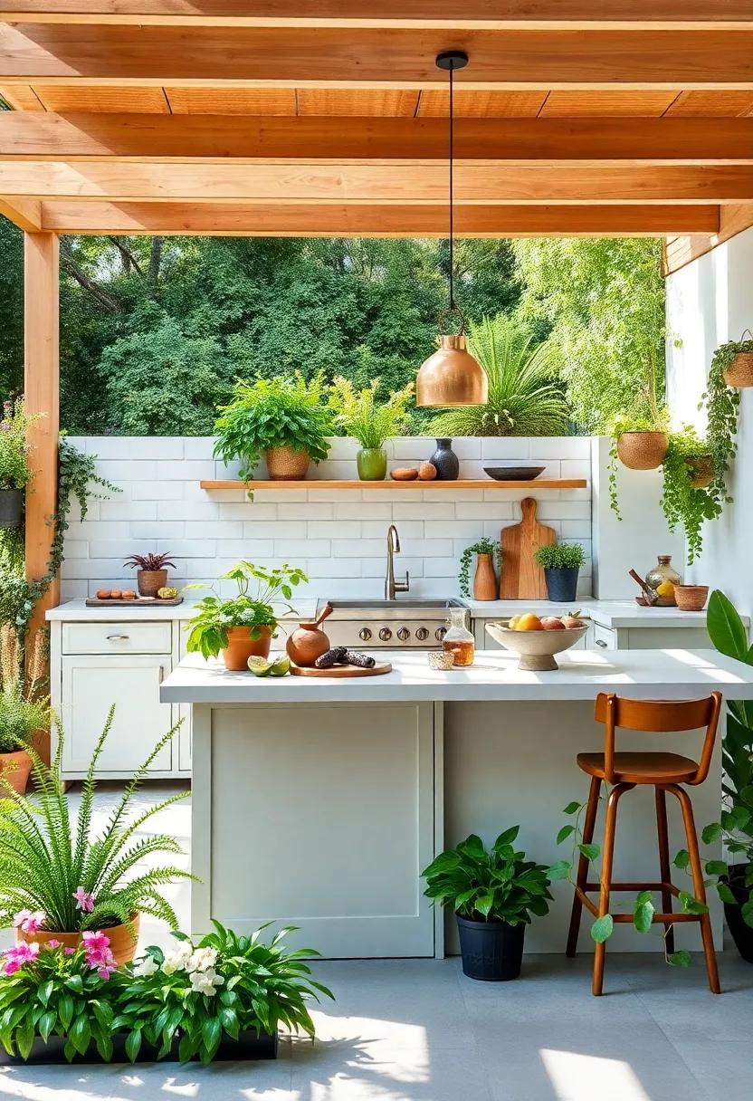Garden Gourmet: An outdoor kitchen surrounded ‌by ⁢flourishing gardens, with a functional island for prepping and enjoying fresh ⁢seasonal⁢ dishes