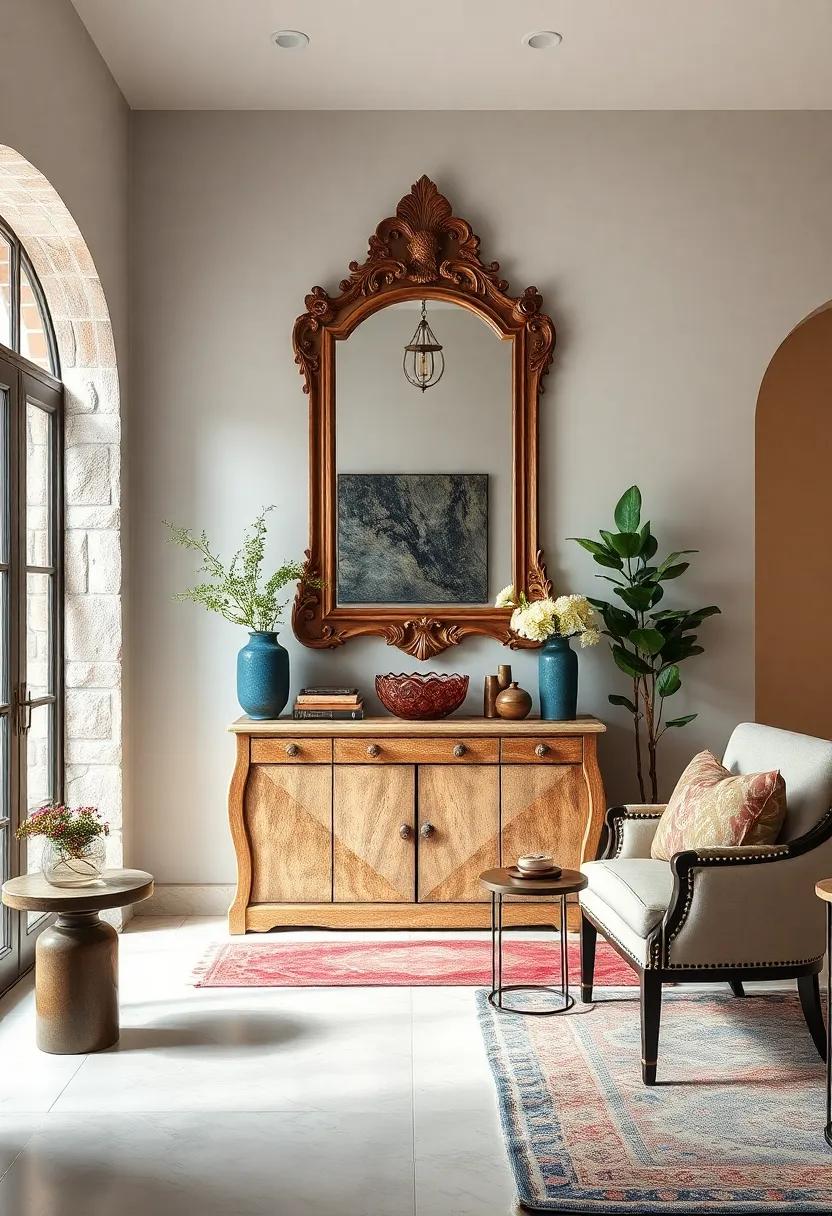 Use Antique Mirrors: Place an ornate vintage mirror​ above‍ a contemporary console table ‍to add depth and elegance to your entryway