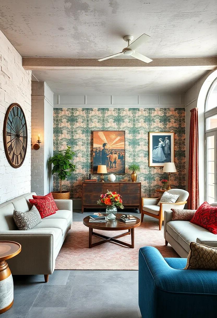 Layer Wall Treatments:⁣ Combine vintage wallpaper with a ⁢clean contemporary paint finish for a unique layered aesthetic