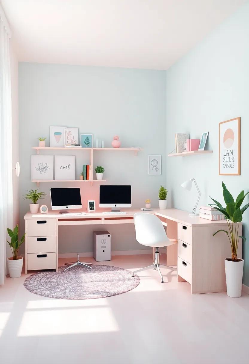 Balancing Functionality and Aesthetics in a Pastel-Themed Teen Workspace