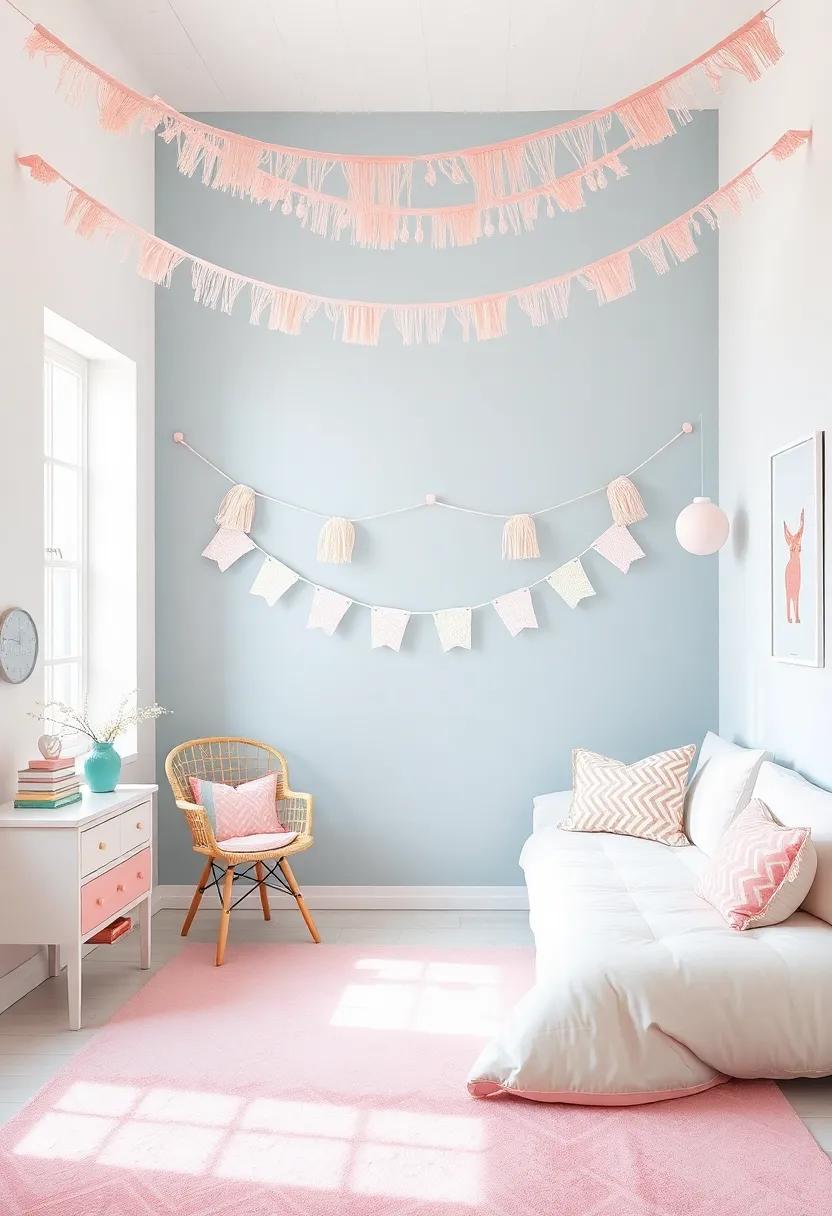 Inviting whimsical Elements: Pastel Banners and Garlands for Joyful Vibes
