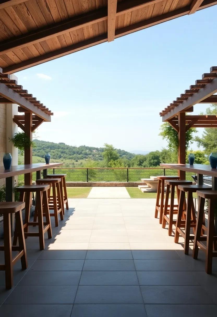 Rustic Charm: The Beauty of Wooden Bar Stools in a Natural Landscape