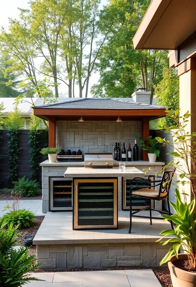 Integrating Nature with Patio Bars Surrounded by Lush Landscaping