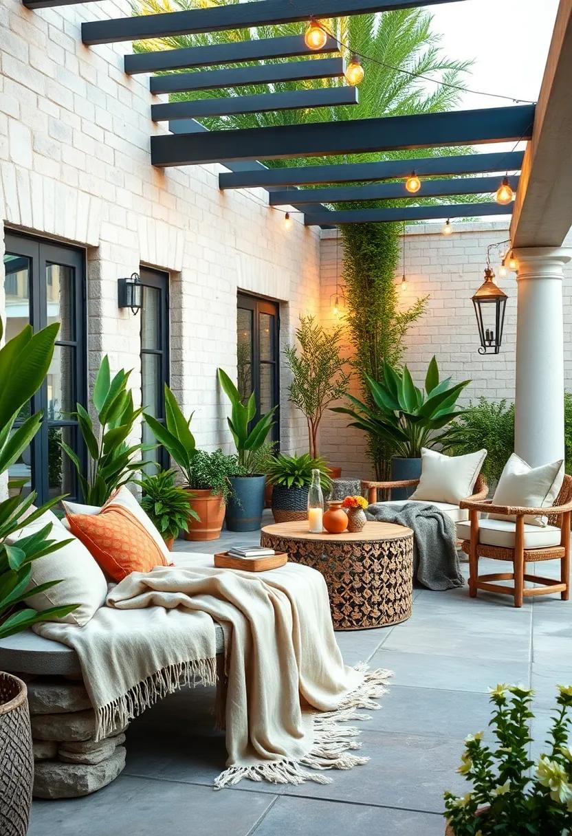 Functional Beddings: Layer folded blankets on benches for added comfort that doubles as unique decor, inviting⁣ guests to ‌take⁢ a⁣ seat