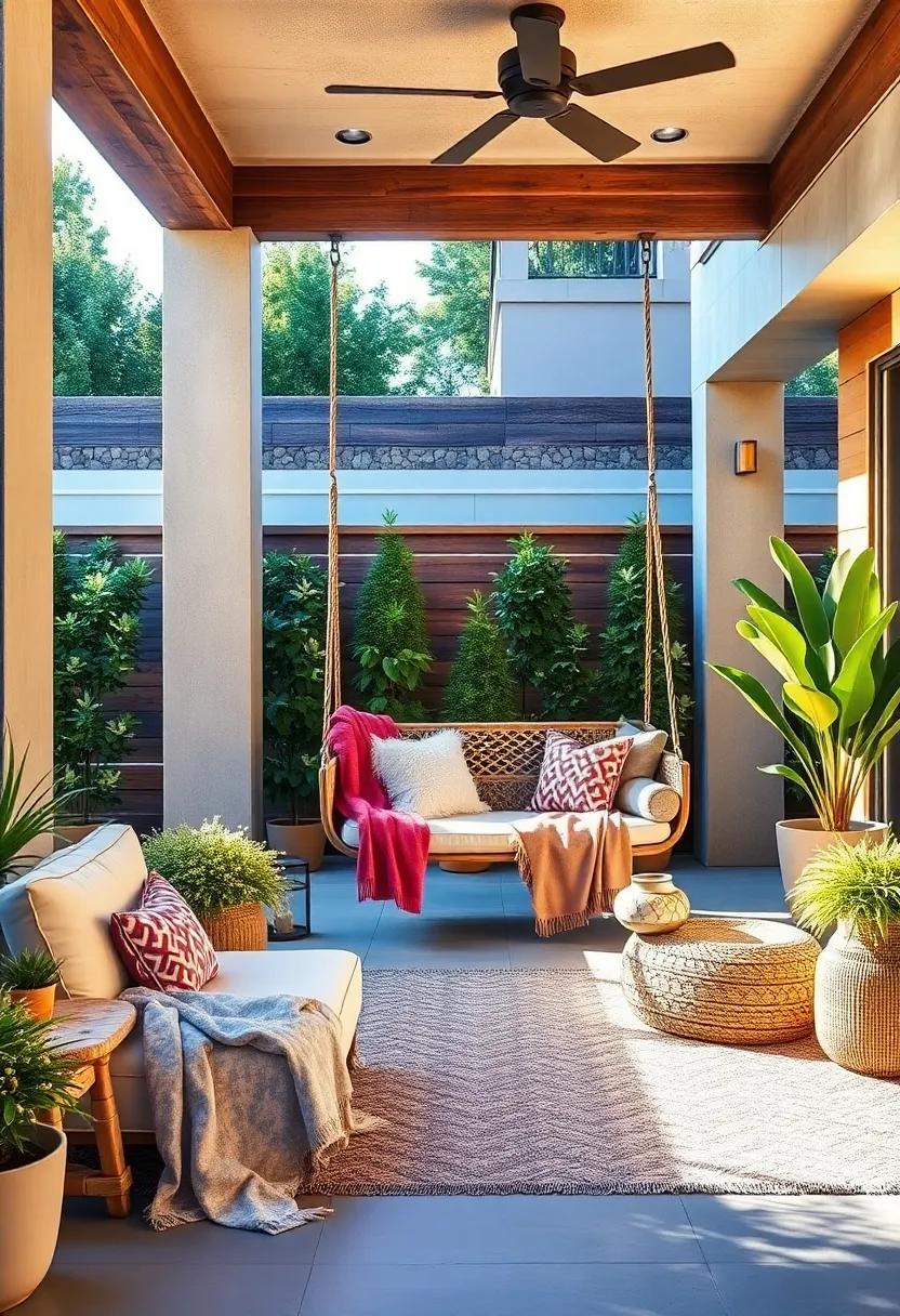 Hanging Haven: Install a swing chair hanging from⁤ a ‍sturdy beam, complete with fluffy throws ⁢for⁤ ultimate comfort as you sway