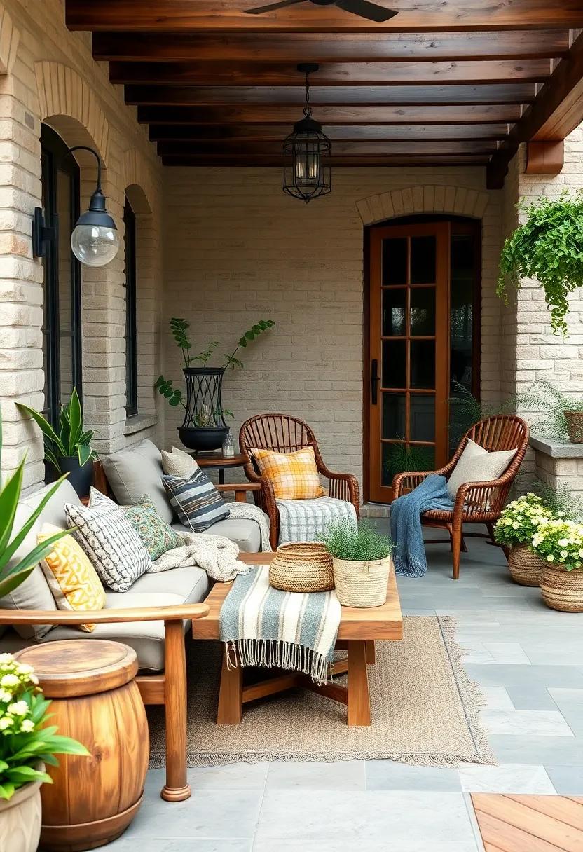 Rustic Elegance: Use elegant woven wool blankets alongside antique wood furniture for a sophisticated yet comfortable countryside vibe