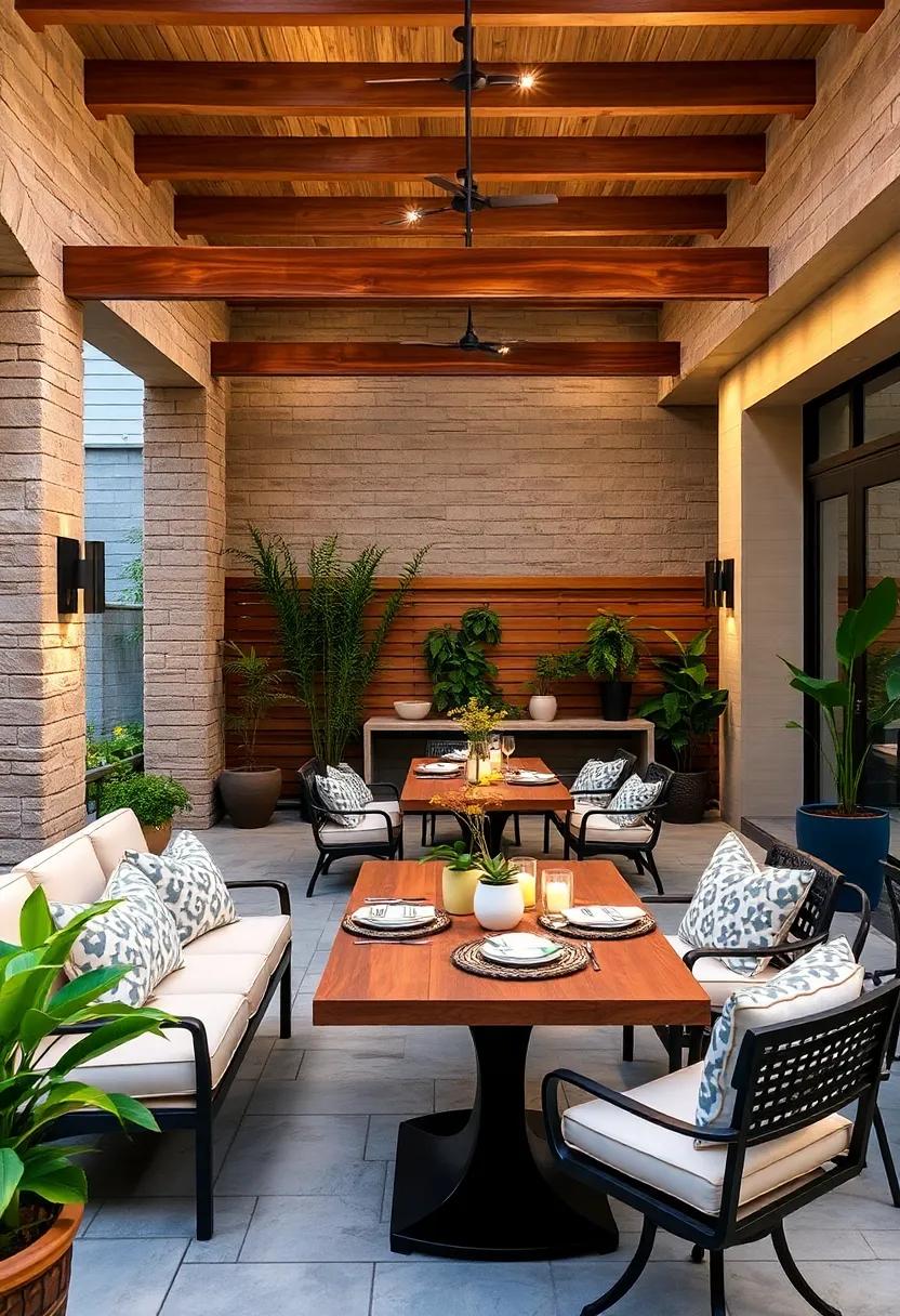 High-Top Appeal: Bar tables paired with stools offer a unique dining experience, providing a more casual style excellent for outdoor happy hours