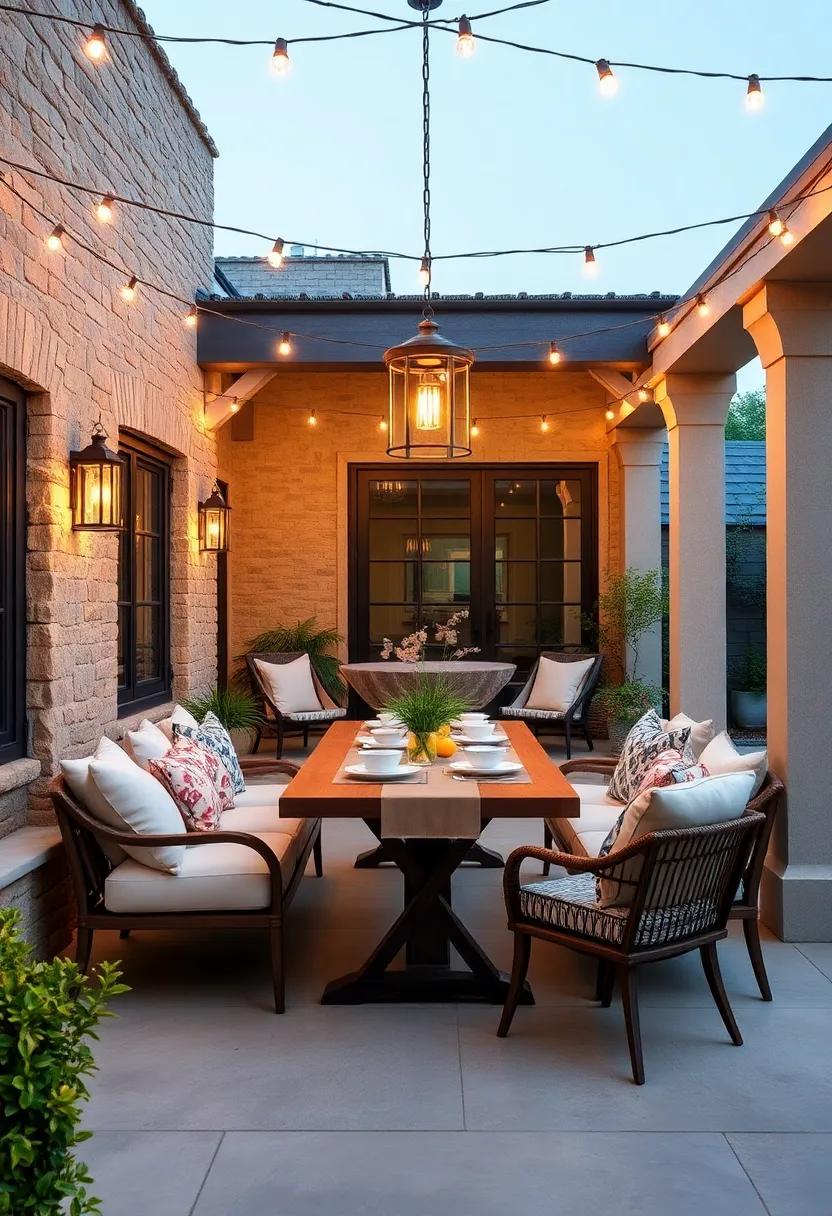 Layered Lighting: highlight your dining area with hanging lanterns or string lights that create a warm ambiance, making evening meals magical