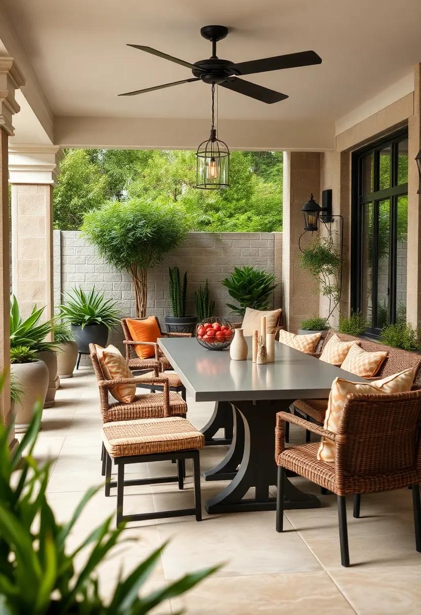 Textured Touches: Pair woven seats with a smooth table finish to create visual interest and a tactile experience that invites guests to linger