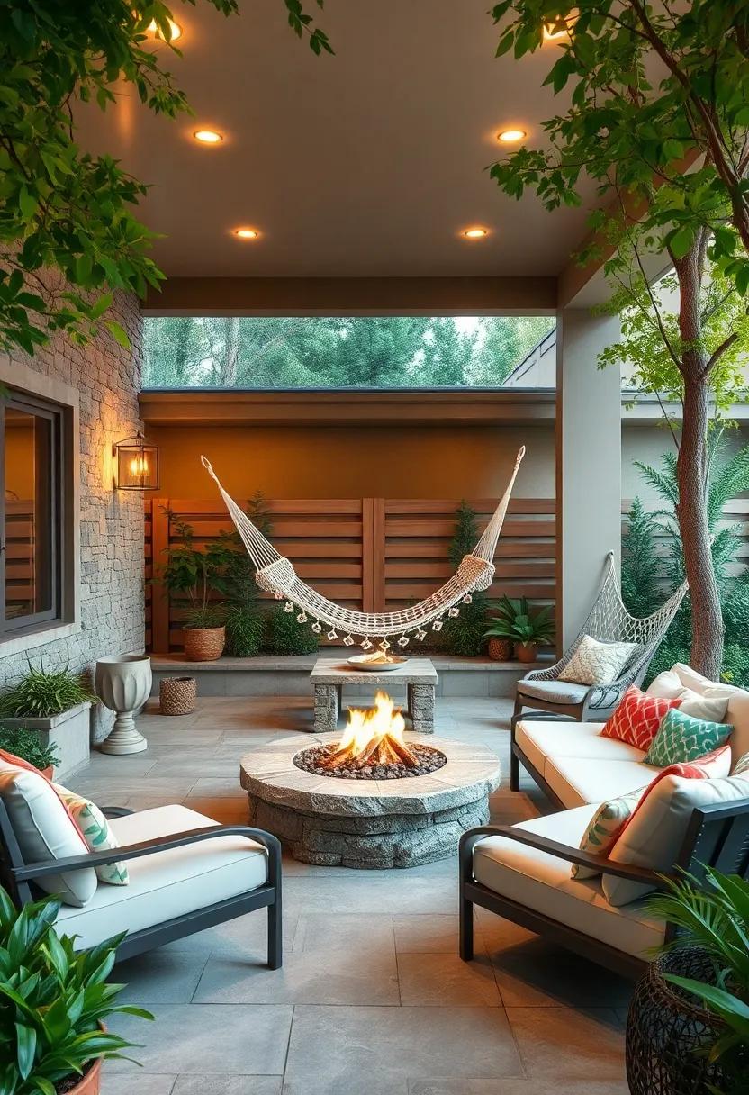 Hammocks: Embrace relaxation with a hammock strung between two trees, transforming your patio into a serene oasis perfect for napping or reading a good book