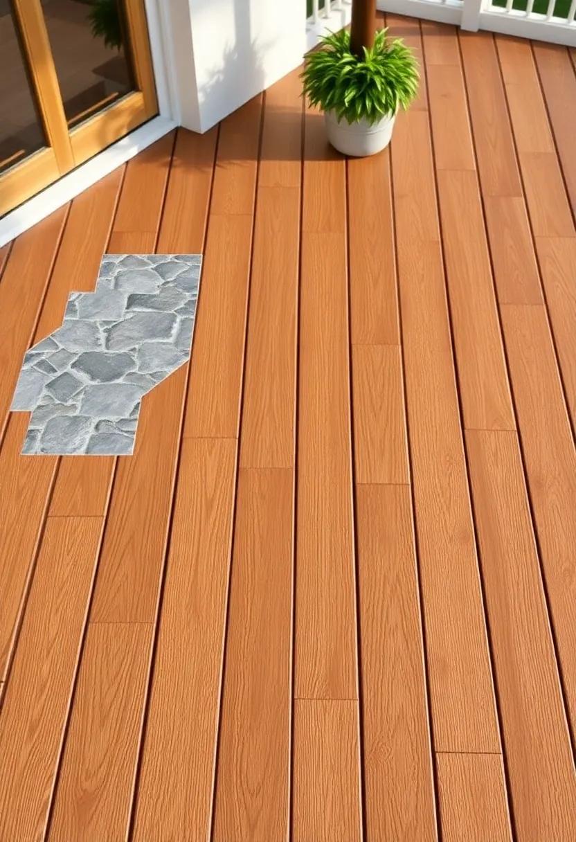 Decking Tiles with ‍Inlaid Stone:‍ Integrate stone inlays into your wooden⁣ deck for a luxurious touch that adds visual interest‌ and durability