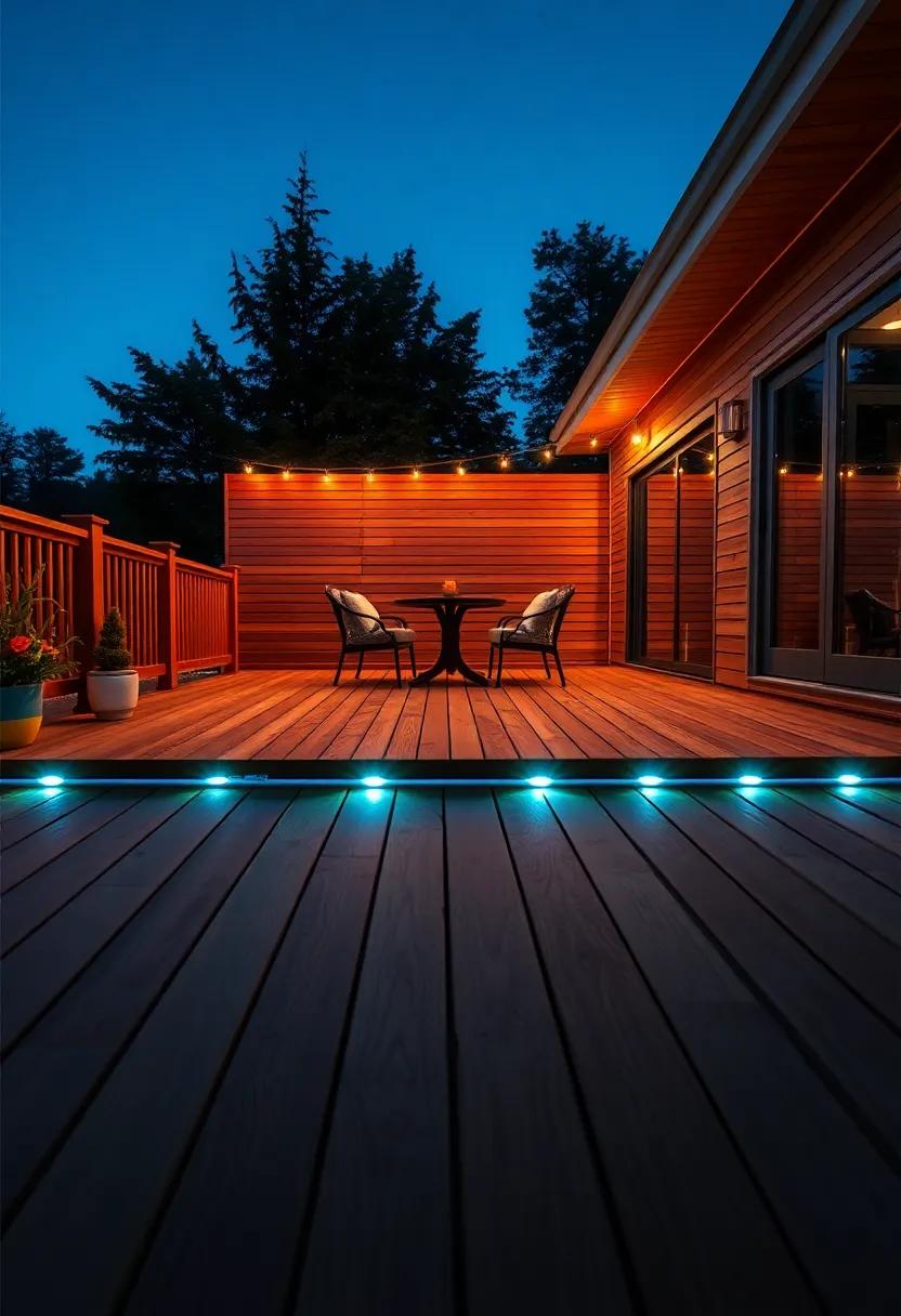 Decking with LED ⁢Lighting: Integrate LED lights along the edges of your wooden deck for an enchanting ambiance during evening gatherings