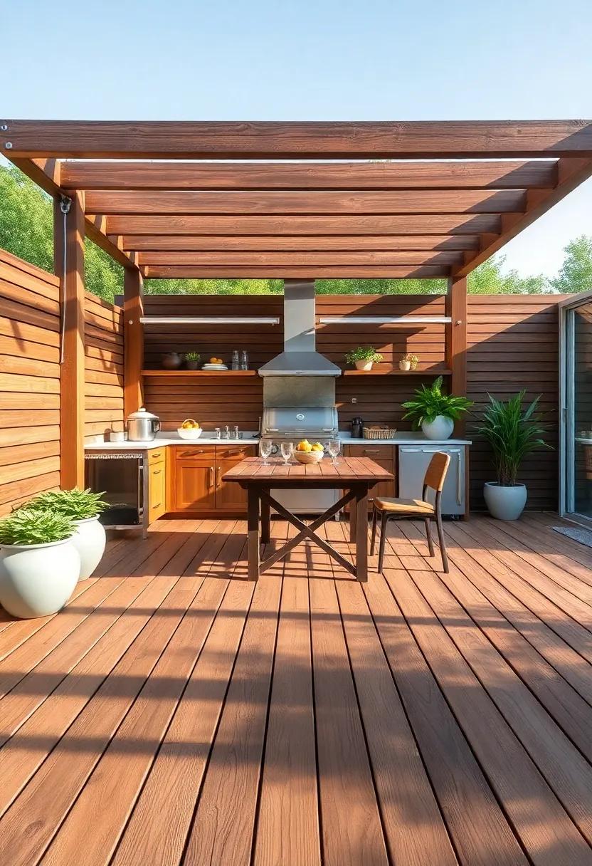 Decking for Outdoor Kitchens: Design ⁣wooden decks that‌ complement outdoor kitchen areas,ensuring both style and practicality⁢ for cooking and dining