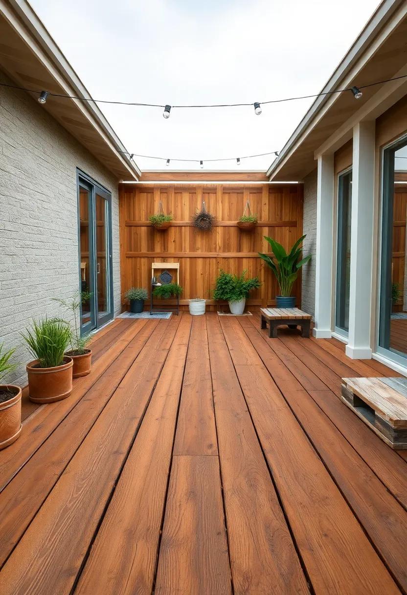 Rustic Pallet Wood: Repurpose⁢ wooden pallets ​for ⁣an ‌eco-friendly ​and​ budget-friendly patio floor with a casual,⁢ rustic​ vibe