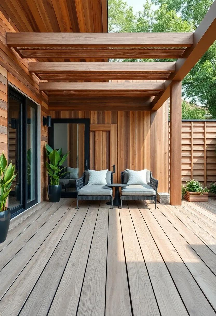 Textured Wood: Use​ textured wood finishes to create a tactile ‌experience that adds depth to your⁤ outdoor living area