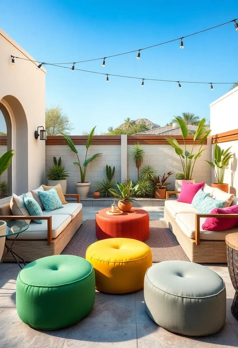 Artsy Expression: Make a statement with an artistic patio⁤ ensemble featuring ottomans in various shapes and colors, turning your outdoor space into a ​conversation starter