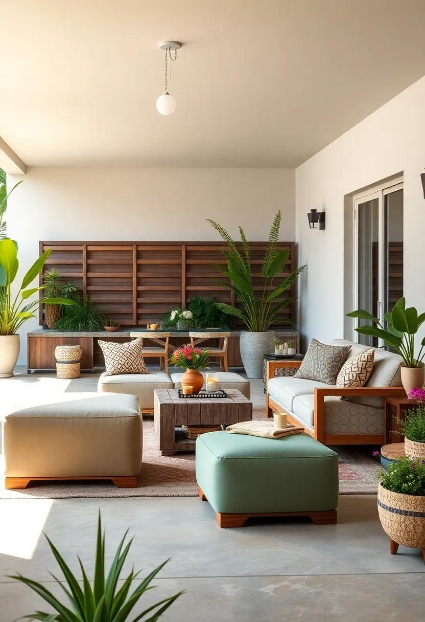 The Camping Experience: Tastefully embrace the outdoors with a camping-inspired set that pairs sturdy materials with ottomans designed for ⁣easy mobility