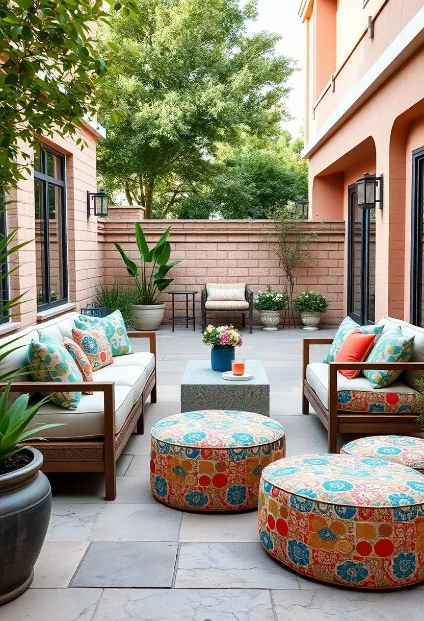 Celebrating‍ Color: Dive into⁣ vibrant outdoor living with a ‍mosaic-patterned furniture collection and coordinating ottomans that ⁢brighten‍ up any space