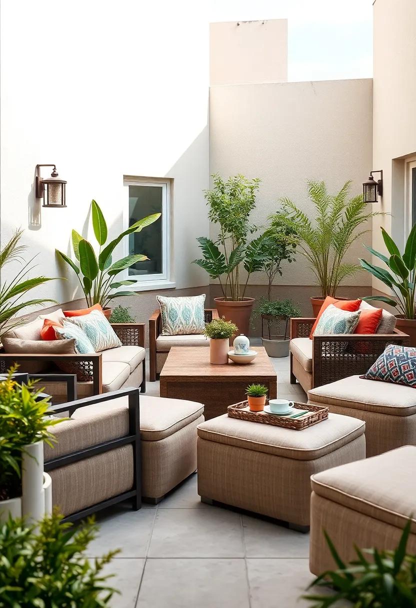 Chic and Compact: Opt for a stylish,space-saving patio ⁤set with stackable⁢ ottomans ⁤that‍ are ideal for smaller balconies or urban settings