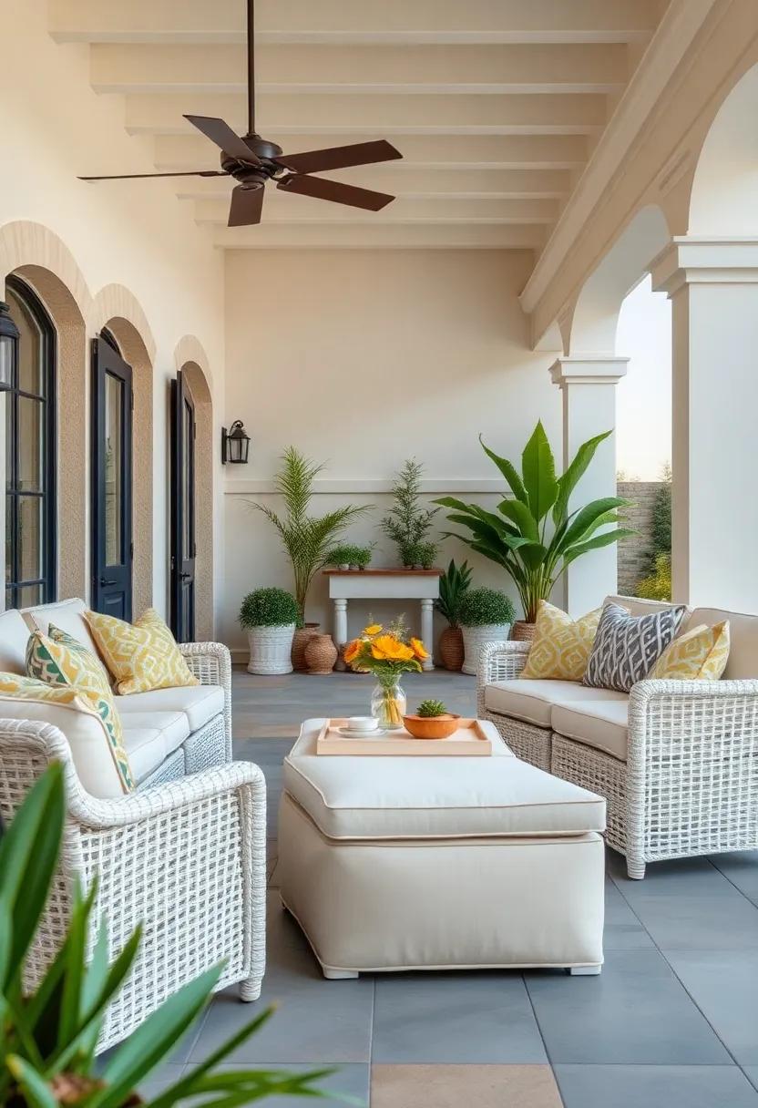 Coastal Charm: Discover‍ a breezy white wicker patio set featuring modular ottomans that effortlessly blend comfort with a seaside aesthetic