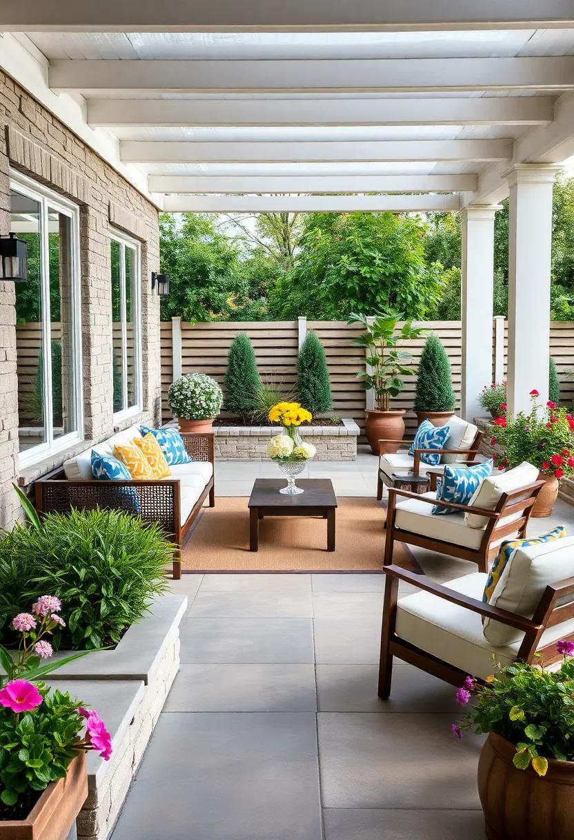 Built-in Planters: Add built-in planters ⁣along‌ the⁣ edges of your ⁣patio, allowing for a seamless blend of outdoor furniture ‍and flowering plants for an integrated ​design