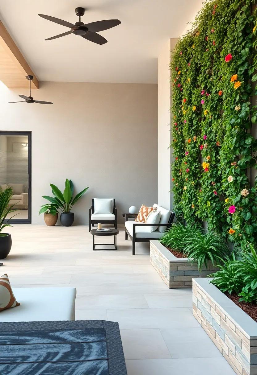 Vertical Garden Walls: Transform an empty wall into a⁤ lush ⁣vertical​ garden by integrating wall planters with climbing vines and⁢ colorful flowers, creating a ​stunning backdrop for your ‌patio