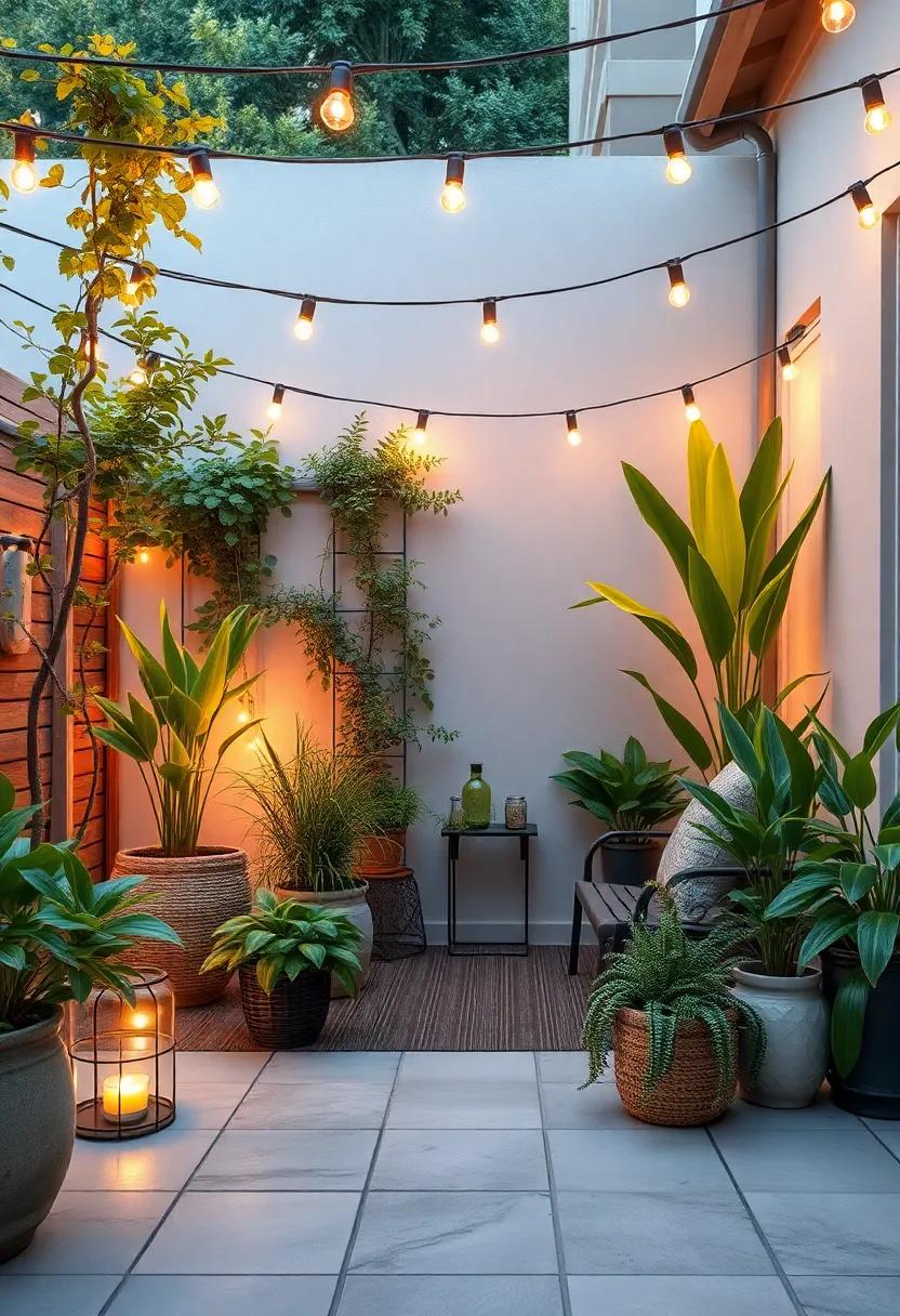 Natural Elements: Blending String Lights with Plants for a Cozy Feel