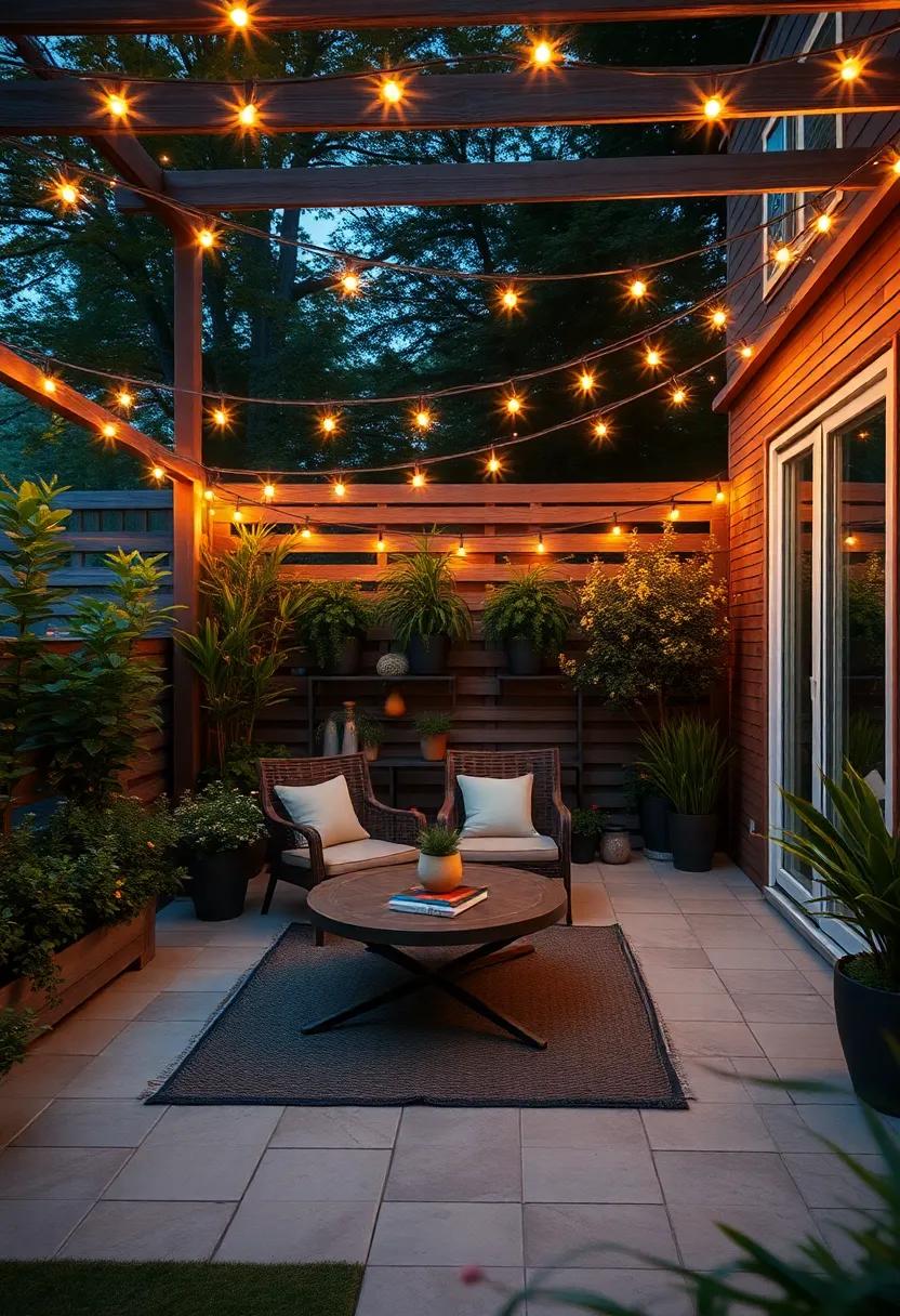 Transform Your Patio Garden with Twinkling String Lights at Dusk