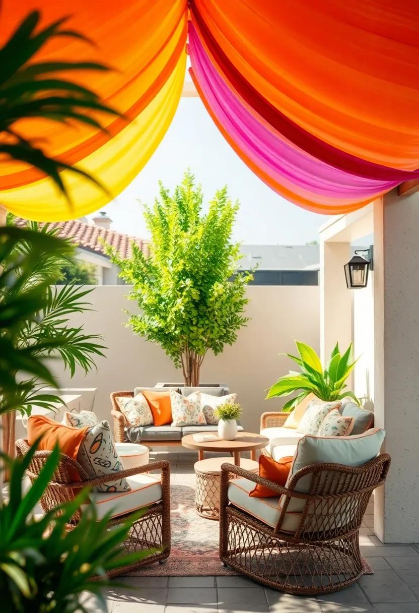 Colorful Canopy: Use colorful fabric to create a canopy overhead, adding warmth and style to your reading nook while also providing shade