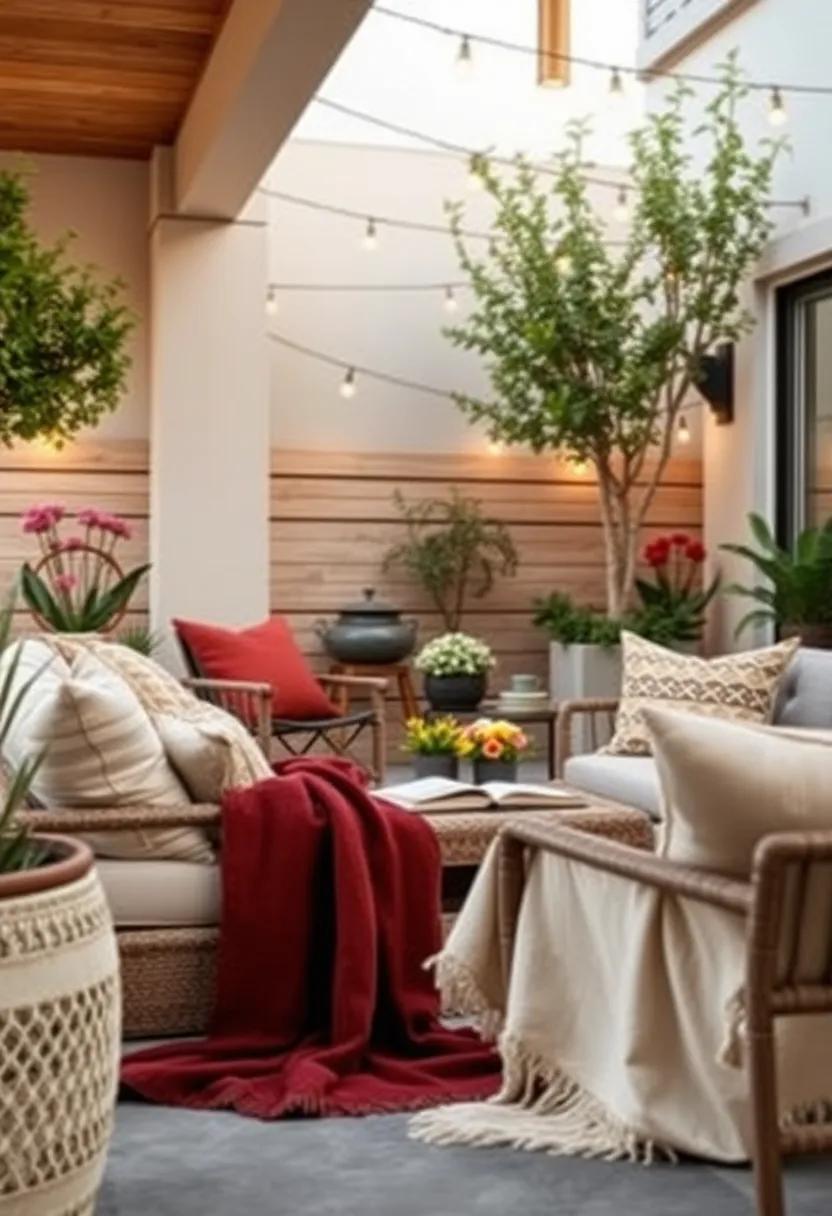 Cozy Blankets: Adorn your patio with warm throws and fleece blankets, ensuring comfort during cooler evenings spent flipping pages