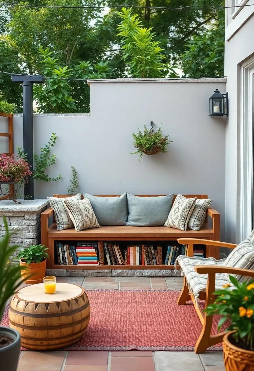 Garden Bench Retreat: Build a rustic garden bench equipped with built-in storage for books and blankets, perfect for spontaneous reading fits