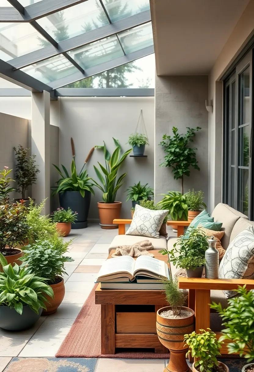 Green House Oasis: Plant a selection of aromatic herbs in pots around your reading nook, enriching your sensory experience while you read