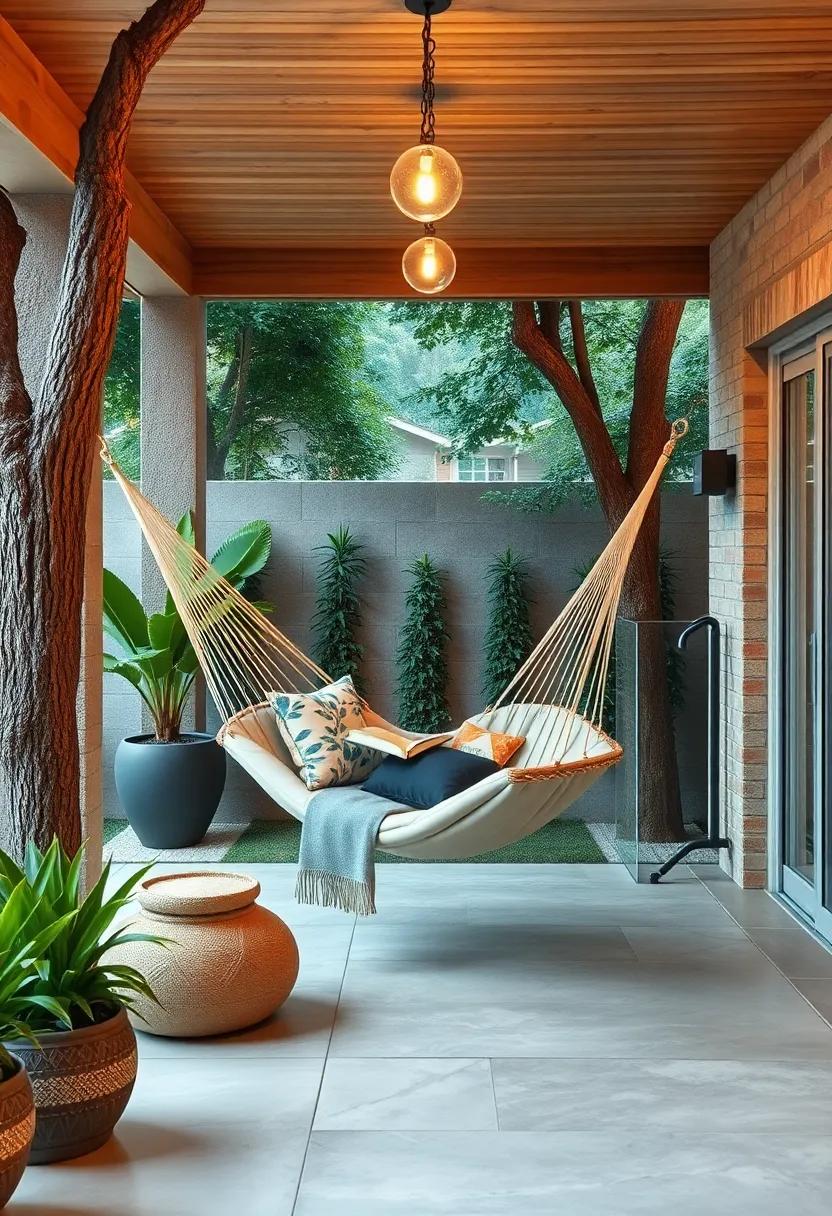 hammock Haven: Hang a hammock between two trees, creating an effortless escape for lazy afternoons filled with page-turning adventures