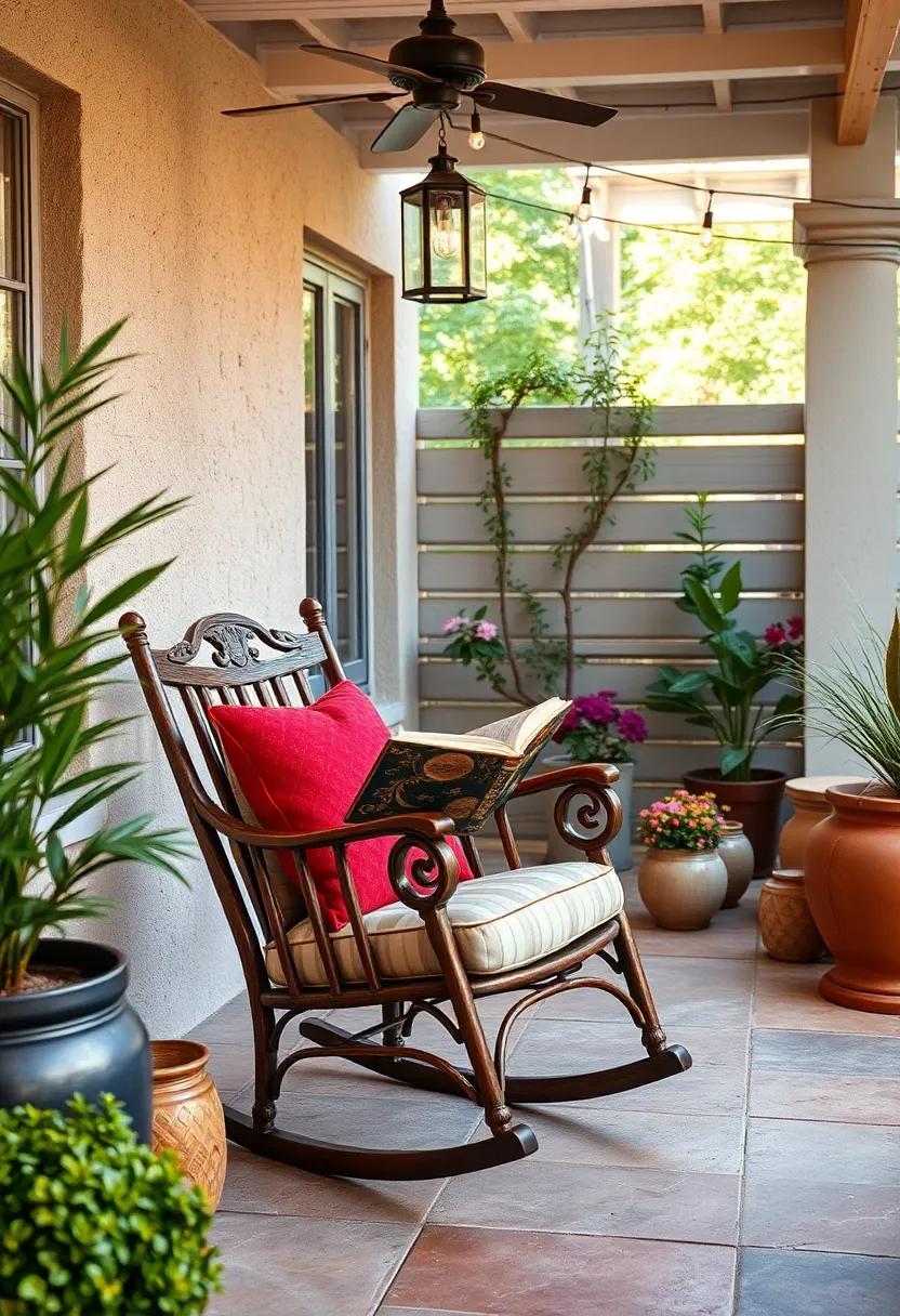 Vintage Vibes: Incorporate an antique rocking chair with soft cushions, perfect for getting lost in a classic novel while swaying gently