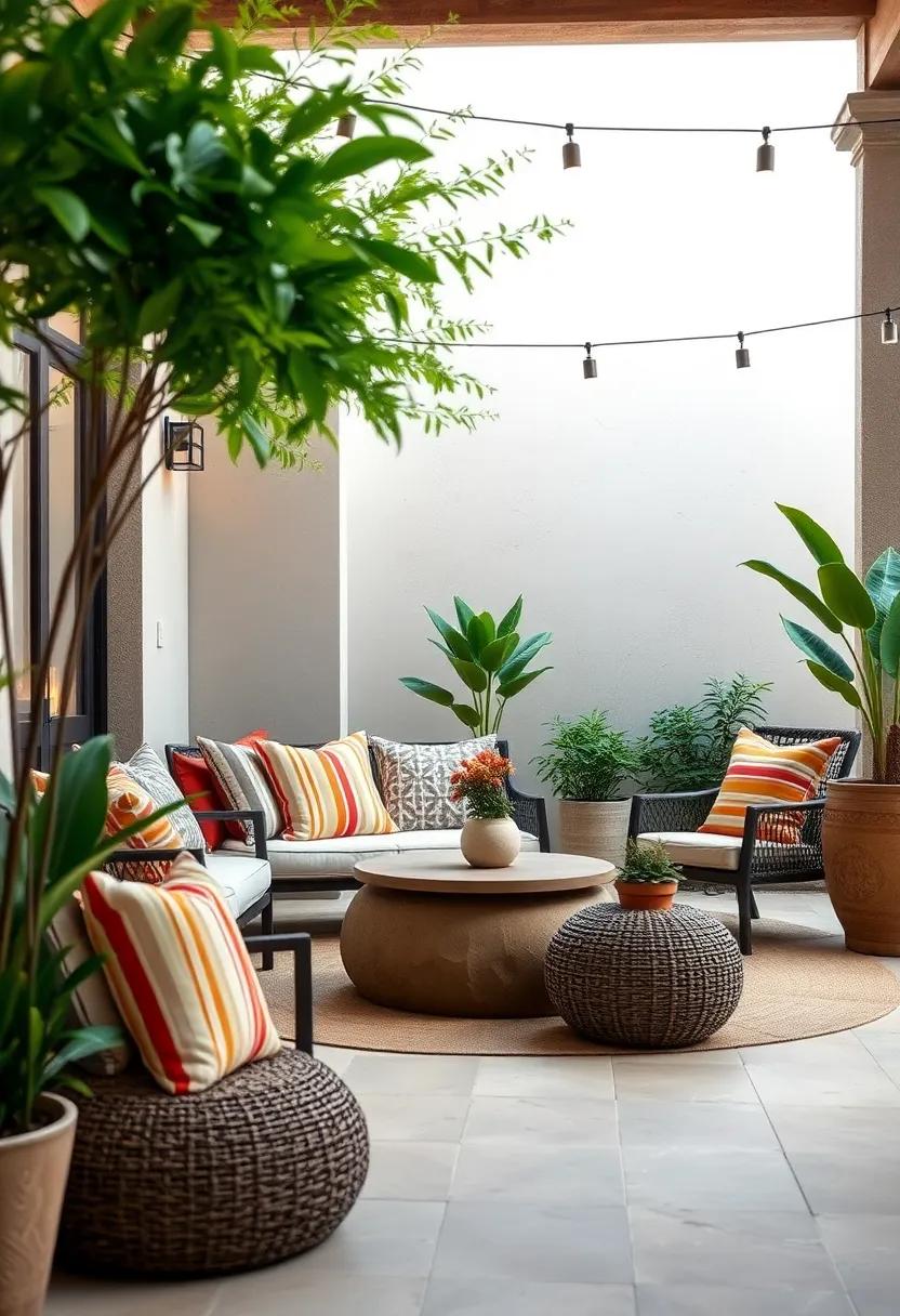 Add a pop of pattern: Incorporate striped or floral designs in your cushions to infuse your patio with personality and playfulness