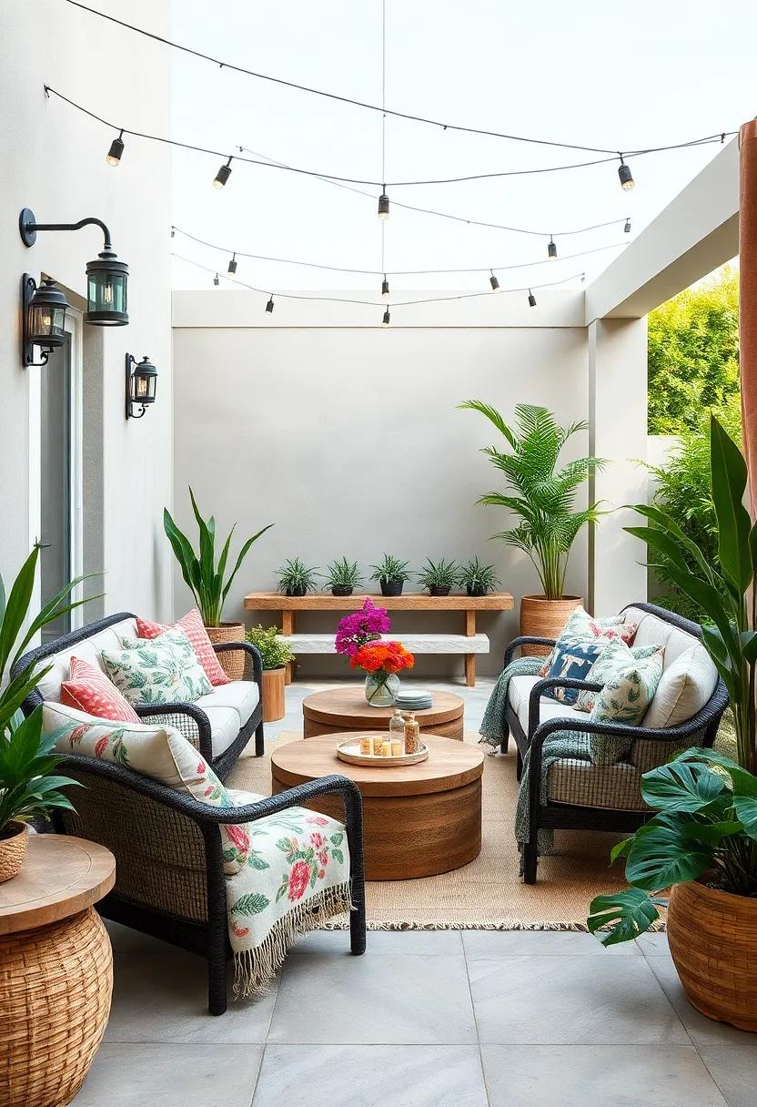 Incorporate nature: Choose cushions with botanical prints or colors that mimic the natural landscape surrounding your patio for a harmonious look