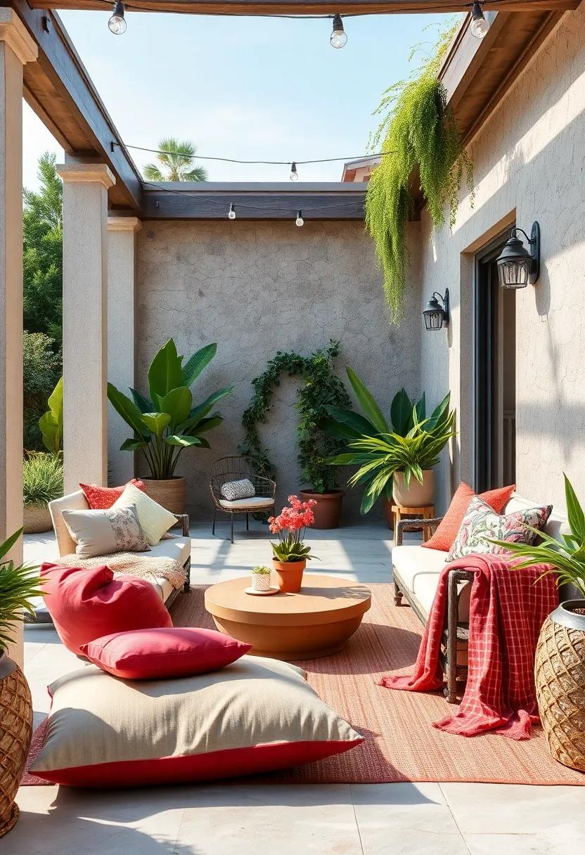 Invite family and friends: Arrange cushions on benches or floor space to encourage social gatherings and create a welcoming atmosphere