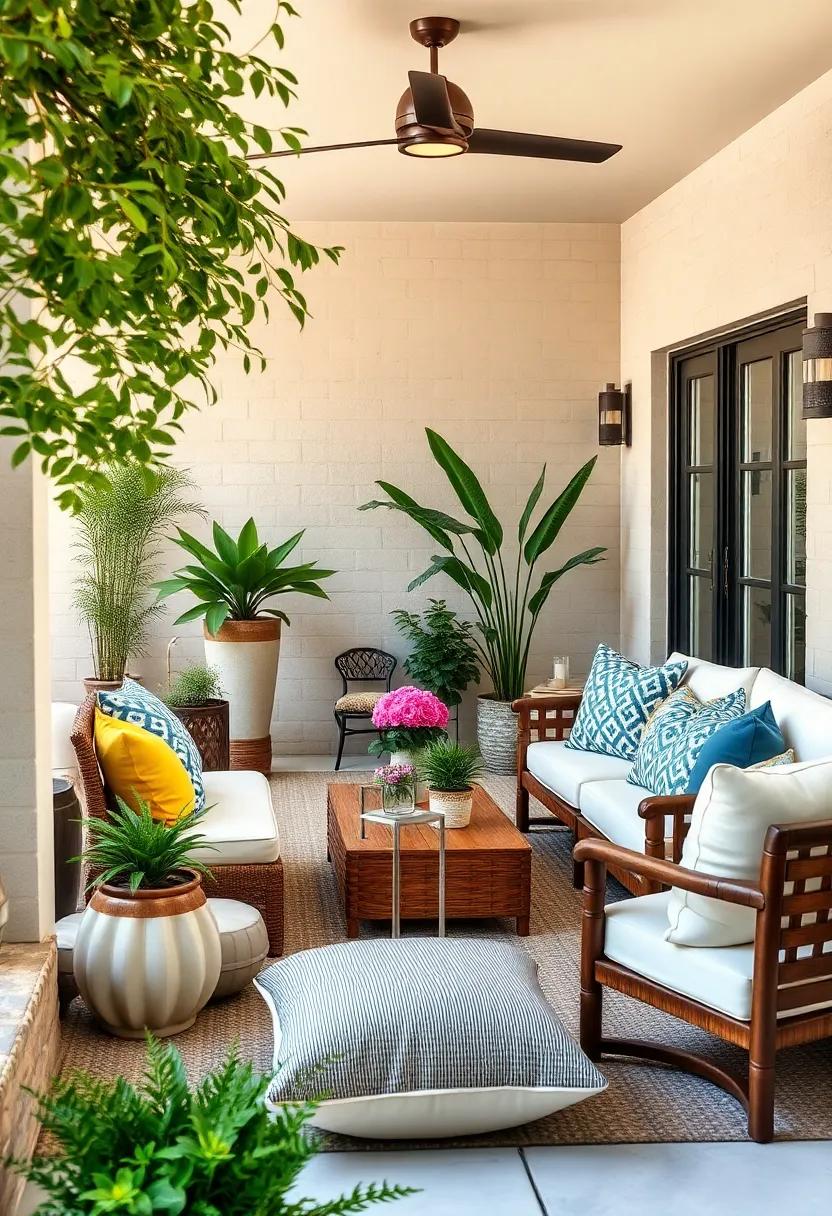 Mix cushion shapes: Combine square, rectangular, and round cushions to create a dynamic arrangement that adds visual interest to your patio