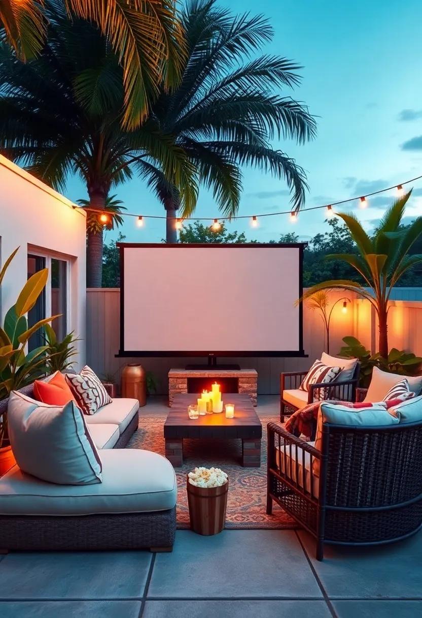 Outdoor Movie Night: Set up a projector and screen for movie nights under the stars, complete with cozy seating and plenty of popcorn